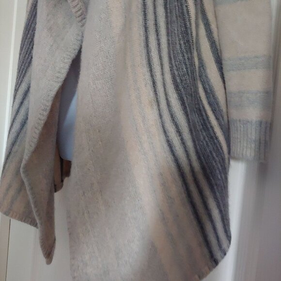 Incashmere Stripe Grey/Cream Stripe Open Front Cardigan M - Picture 11 of 13